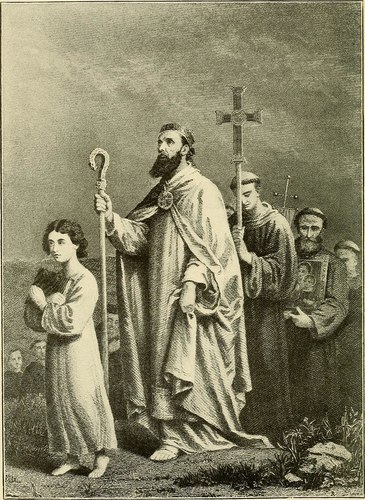 An illustration of Saint Patrick's missionary work in Ireland. 
